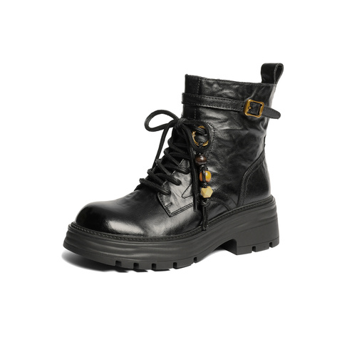 森达马丁靴女2025冬新商场同款户外徒步厚底休闲短皮靴XVJ01DD5