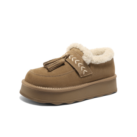 森达毛毛鞋女2025冬新保暖毛绒户外厚底流苏雪地鞋ZTI54DA5