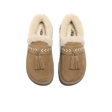 森达毛毛鞋女2025冬新保暖毛绒户外厚底流苏雪地鞋ZTI54DA5