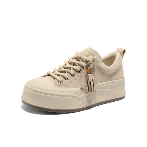 森达板鞋女2025秋季新款商场同款流苏时尚厚底休闲鞋XVD01CM5