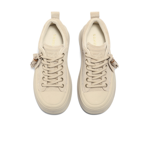 森达板鞋女2025秋季新款商场同款流苏时尚厚底休闲鞋XVD01CM5