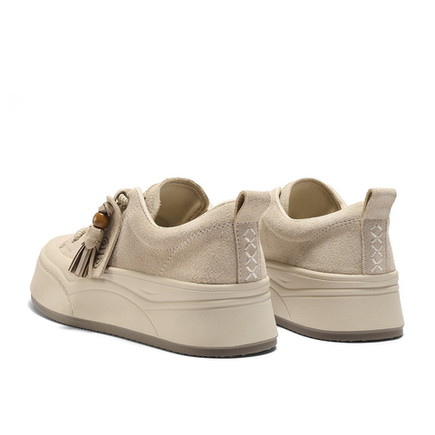 森达板鞋女2025秋季新款商场同款流苏时尚厚底休闲鞋XVD01CM5