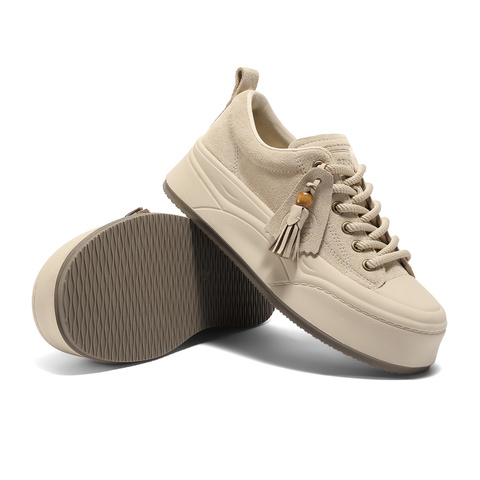 森达板鞋女2025秋季新款商场同款流苏时尚厚底休闲鞋XVD01CM5