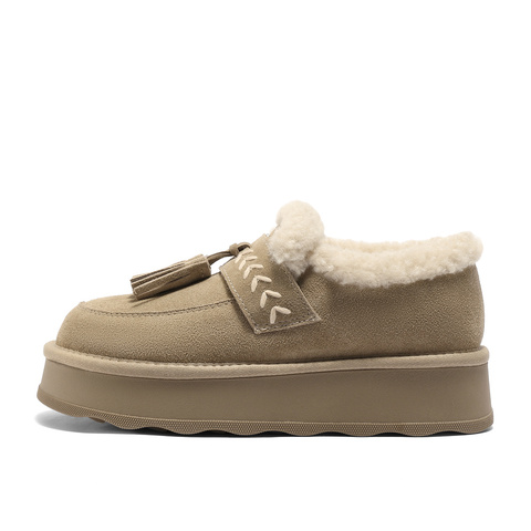 森达毛毛鞋女2025冬新保暖毛绒户外厚底流苏雪地鞋ZTI54DA5