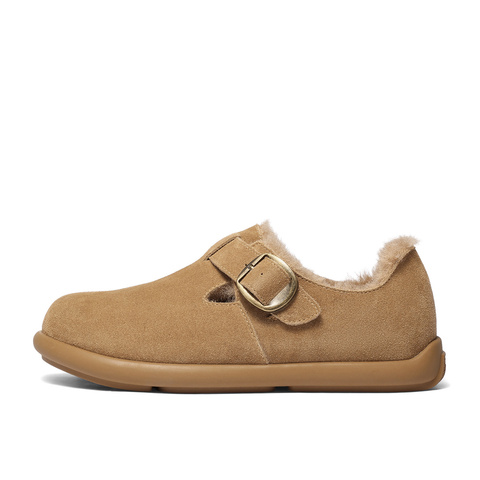 森达勃肯鞋男2025冬新舒适毛绒保暖平底户外休闲鞋VD015DM5