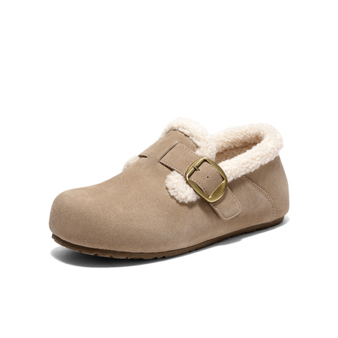 森达毛毛鞋女2025冬新毛绒保暖内增高休闲勃肯鞋WP050DA5