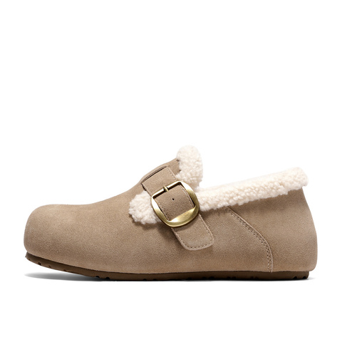 森达毛毛鞋女2025冬新毛绒保暖内增高休闲勃肯鞋WP050DA5