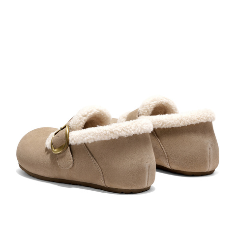 森达毛毛鞋女2025冬新毛绒保暖内增高休闲勃肯鞋WP050DA5