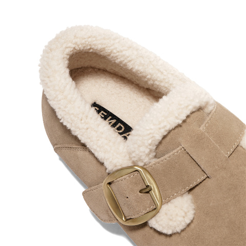 森达毛毛鞋女2025冬新毛绒保暖内增高休闲勃肯鞋WP050DA5