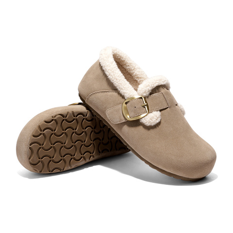 森达毛毛鞋女2025冬新毛绒保暖内增高休闲勃肯鞋WP050DA5