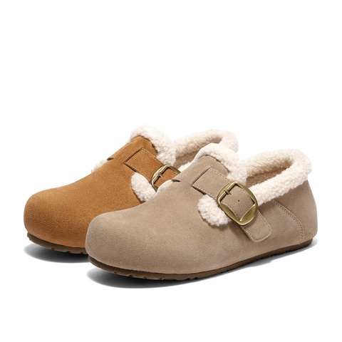 森达毛毛鞋女2025冬新毛绒保暖内增高休闲勃肯鞋WP050DA5