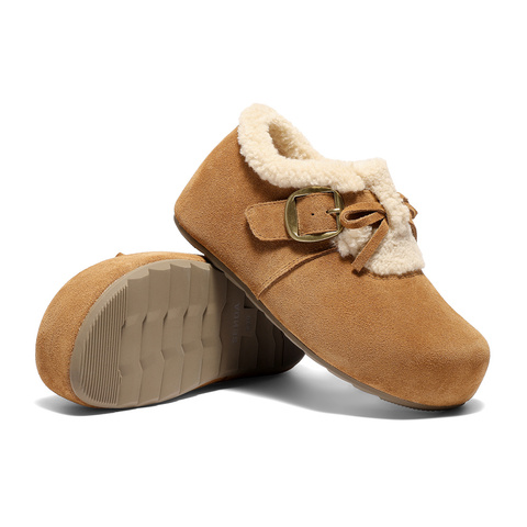 森达毛毛鞋女2025冬新毛绒户外保暖休闲勃肯鞋ZTI77DM5