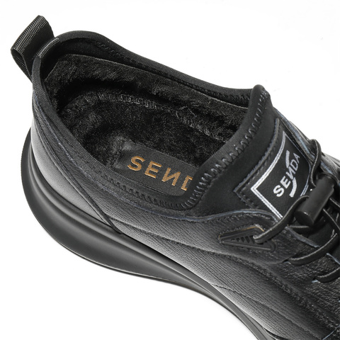 森达健步鞋男2025冬新商场同款毛绒保暖厚底休闲鞋2DT01DM5