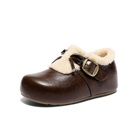 森达毛毛鞋女2025冬新毛绒户外保暖休闲勃肯鞋ZTI77DM5