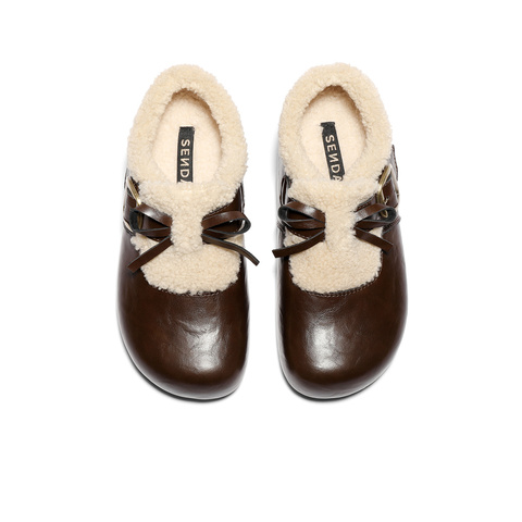 森达毛毛鞋女2025冬新毛绒户外保暖休闲勃肯鞋ZTI77DM5