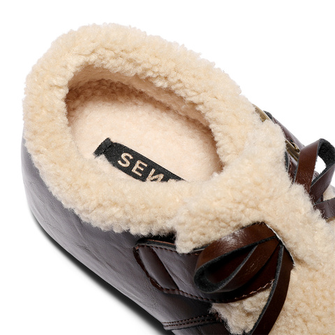 森达毛毛鞋女2025冬新毛绒户外保暖休闲勃肯鞋ZTI77DM5