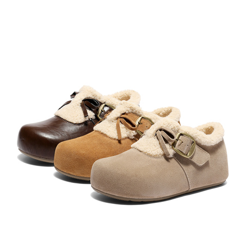 森达毛毛鞋女2025冬新毛绒户外保暖休闲勃肯鞋ZTI77DM5