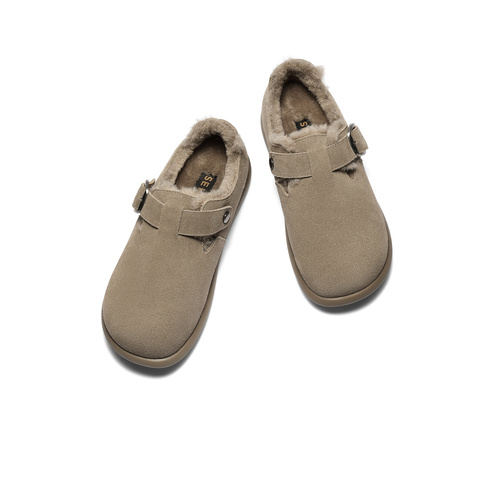 森达勃肯鞋男2025冬新舒适毛绒保暖平底户外休闲鞋VD015DM5