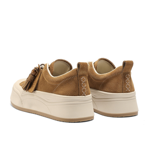 森达板鞋女2025秋季新款商场同款流苏时尚厚底休闲鞋XVD01CM5