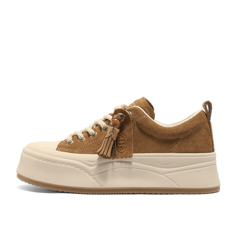 森达板鞋女2025秋季新款商场同款流苏时尚厚底休闲鞋XVD01CM5