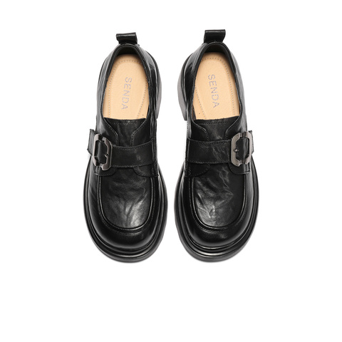 森达牛津鞋女2026春新商场同款抓纹粗高跟舒适单鞋XXC01AM6