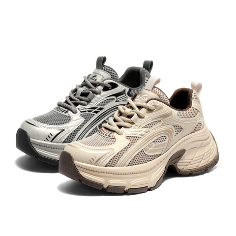 森达老爹鞋女2026春新商场同款时尚网面厚底休闲鞋XWV01AM6