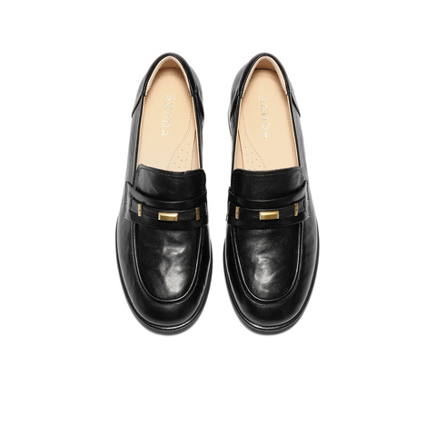 森达乐福鞋女2026春新商场同款抓纹羊皮粗跟职场单鞋XWK01AA6