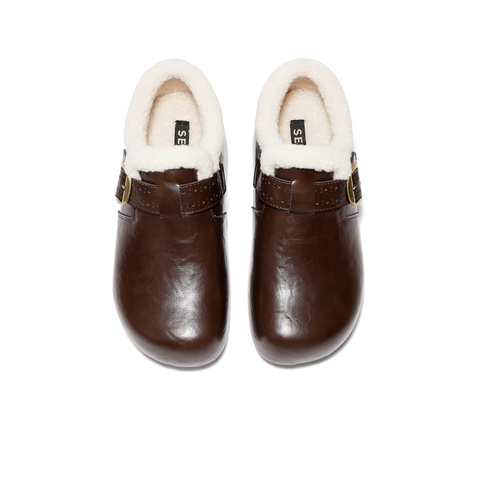 森达毛毛鞋女2026春新毛绒保暖一脚蹬内增高勃肯鞋XXR01AM6