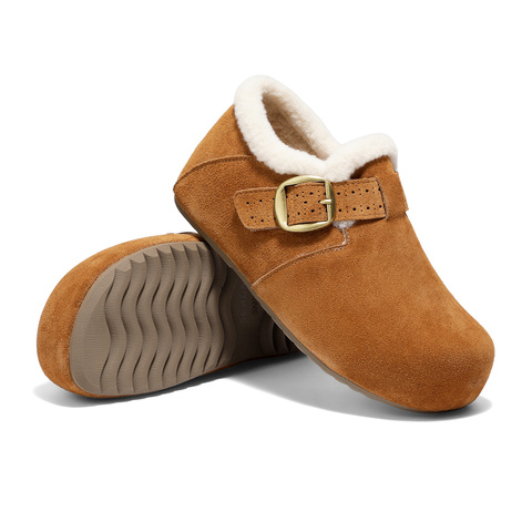 森达毛毛鞋女2026春新毛绒保暖一脚蹬内增高勃肯鞋XXR01AM6