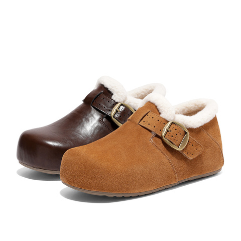 森达毛毛鞋女2026春新毛绒保暖一脚蹬内增高勃肯鞋XXR01AM6