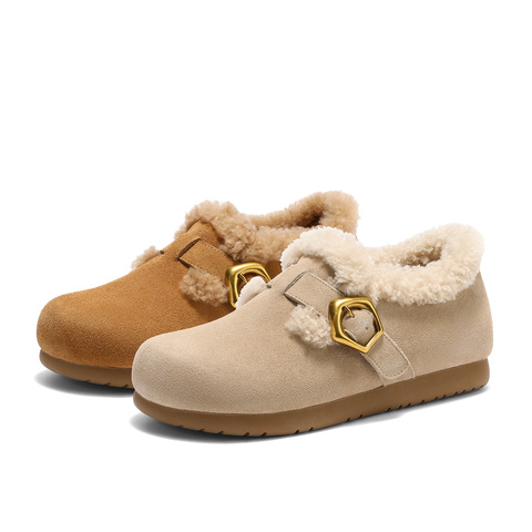 森达勃肯鞋女2026春季新款毛绒保暖舒适休闲毛毛鞋ZTK14AM6