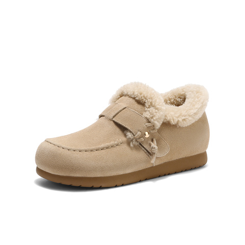 森达勃肯鞋女2026春季新款毛绒保暖舒适休闲毛毛鞋ZTK16AM6