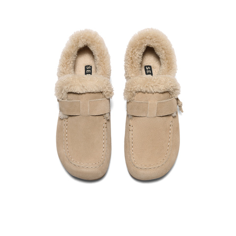 森达勃肯鞋女2026春季新款毛绒保暖舒适休闲毛毛鞋ZTK16AM6