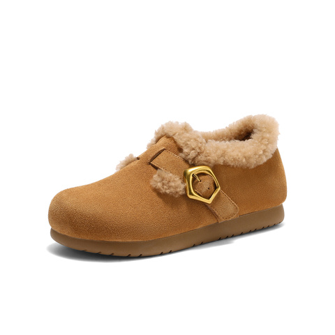 森达勃肯鞋女2026春季新款毛绒保暖舒适休闲毛毛鞋ZTK14AM6