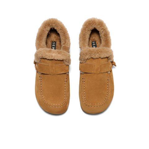 森达勃肯鞋女2026春季新款毛绒保暖舒适休闲毛毛鞋ZTK16AM6