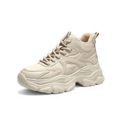 森达老爹鞋女2026春新运动风毛绒保暖厚底休闲鞋WP068AM6