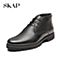 SKAP/圣伽步冬季专柜同款黑色牛皮时尚商务鞋男短靴20711871