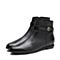 SKAP/圣伽步秋冬专柜同款黑色牛皮底跟女短靴10710821