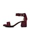 SKAP/圣伽步夏季专柜同款羊皮一字带时尚粗跟女凉鞋10815022
