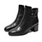 SKAP/圣伽步冬季专柜同款牛皮革粗高跟通勤女短靴皮靴10811211