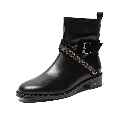 SKAP/圣伽步冬季新款专柜同款皮带扣中跟女短靴皮靴10913201