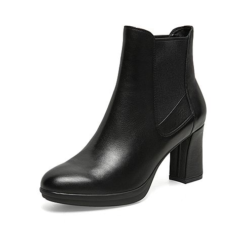 SKAP/圣伽步2020冬季新款商场同款高跟女靴切尔西靴真皮女短靴N1IB0107
