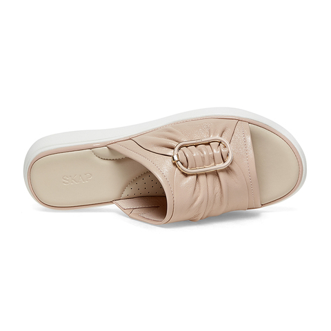 SKAP圣伽步2023夏季新款商场同款褶皱舒适外穿休闲女拖鞋ABS03BT3