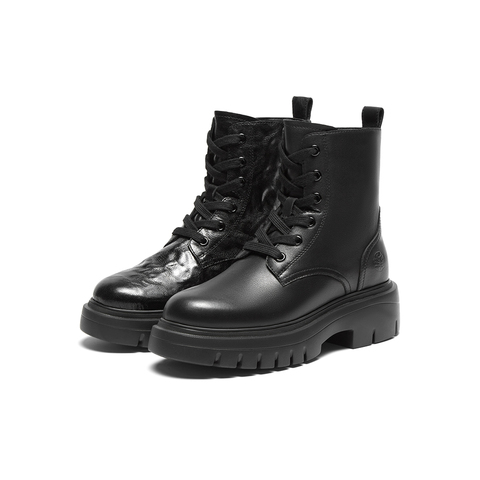 SKAP圣伽步2024冬季新款时尚短筒真皮轻质牛皮革女士短靴AFH10DD4