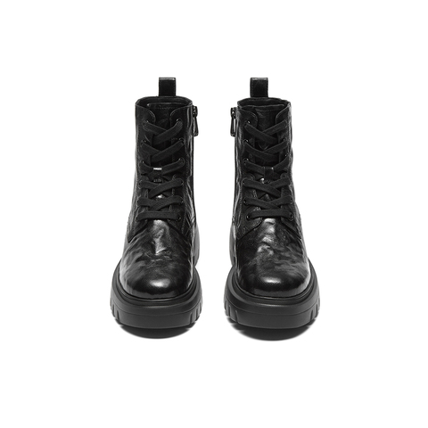 SKAP圣伽步2024冬季新款时尚短筒真皮轻质牛皮革女士短靴AFH10DD4