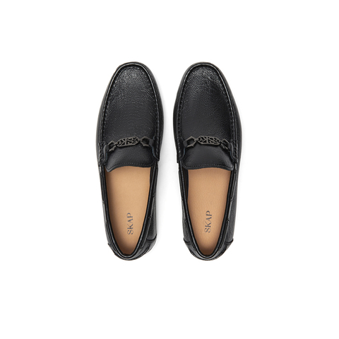 SKAP圣伽步男鞋2024秋季新款日常平跟豆豆鞋一脚蹬舒适男休闲皮鞋