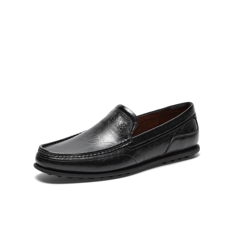 SKAP圣伽步男鞋2024秋季新款日常一脚蹬平跟舒适皱漆男士休闲皮鞋