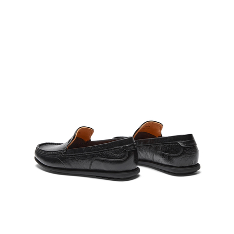 SKAP圣伽步男鞋2024秋季新款日常一脚蹬平跟舒适皱漆男士休闲皮鞋