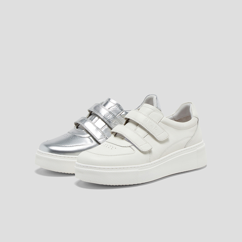 SKAP圣伽步女鞋2024秋季新款板鞋厚底魔术贴日常简约女款休闲鞋