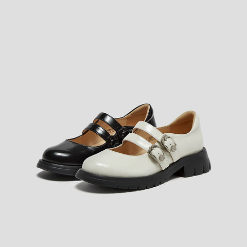 SKAP圣伽步女鞋2024秋季新款玛丽珍鞋舒适搭扣粗跟气质女款休闲鞋